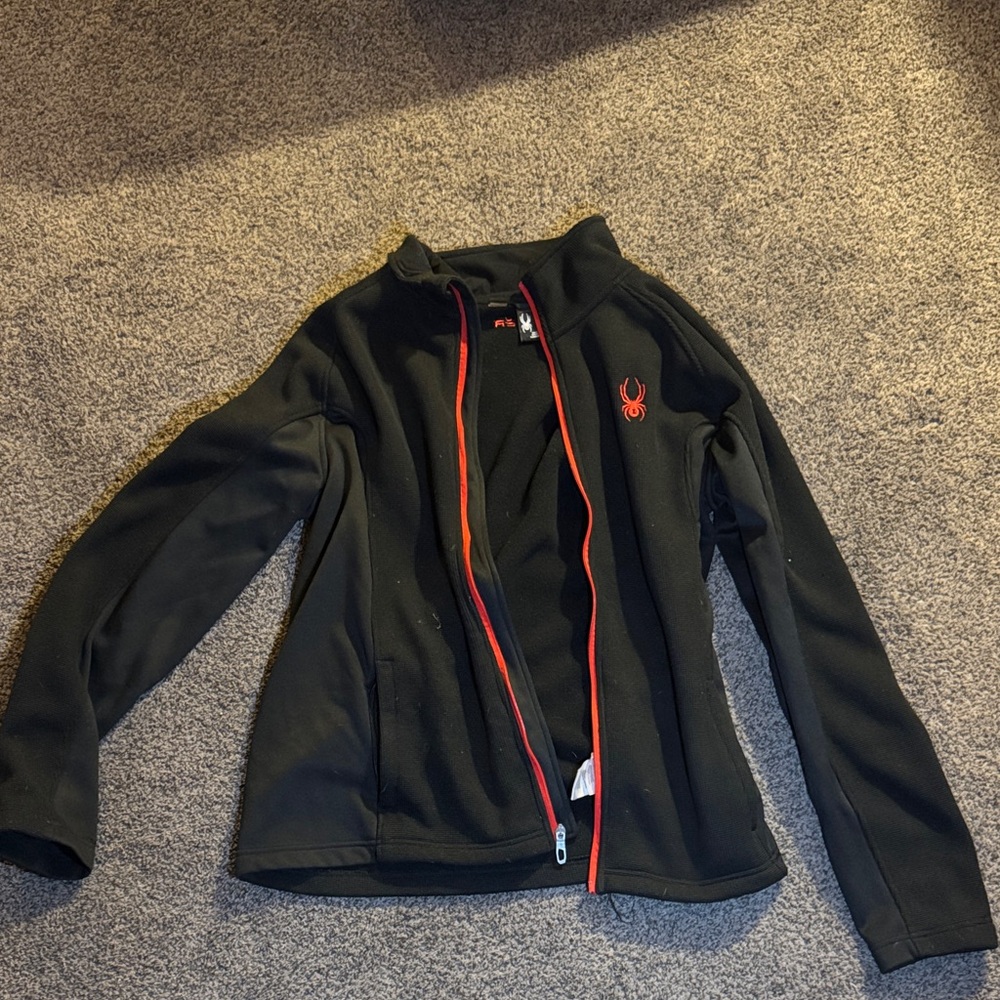 Spyder Black Fleece Jacket with Red Trim